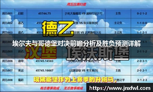 埃尔夫与哥德堡对决前瞻分析及胜负预测详解